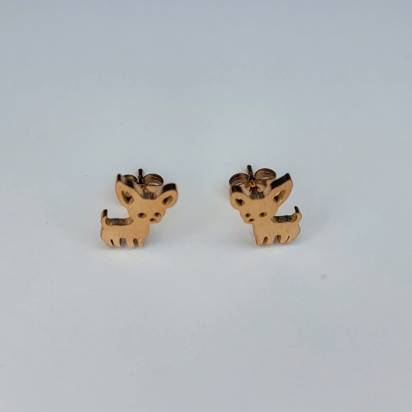 Cute doggy, puppy stainless steel earrings in rose gold. Hypoallergenic - Picture 4 of 4